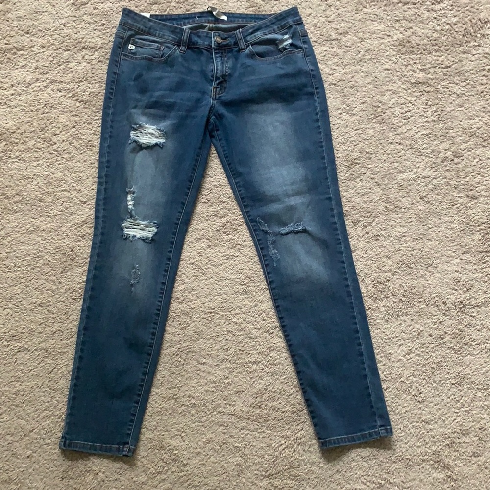 28” inseam rip jeans with stretch - 30